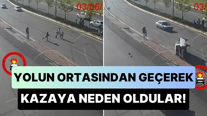 Üst Geçit Kullanmak Yerine Yolun Ortasından Karşıya Geçen Aile Aracın Feci Şekilde Kaza Yapmasına Neden Oldu