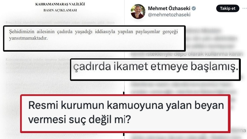 Kahramanmaraş Valiliği ile Bakan Özhaseki'nin Açıklamaları Kafaları Karıştırdı: Şehit Ailesi Nerede Yaşıyor?