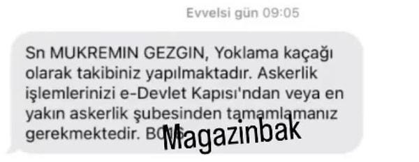 Polislerle yaşadığı diyaloğu aktaran Mükremin Gezgin kendisine gelen SMS'i de böyle paylaştı.