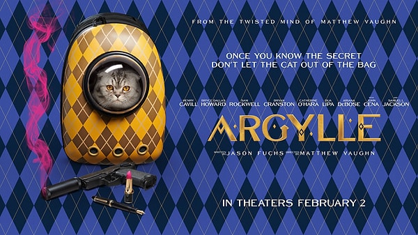 Başrollerinde Henry Cavill, Dua Lipa, Samuel L. Jackson, Sam Rockwell ve Ariana DeBose gibi isimlerin yer aldığı "Argylle: Gizli Casus" filmi 2 Şubat tarihinde vizyona girecek.