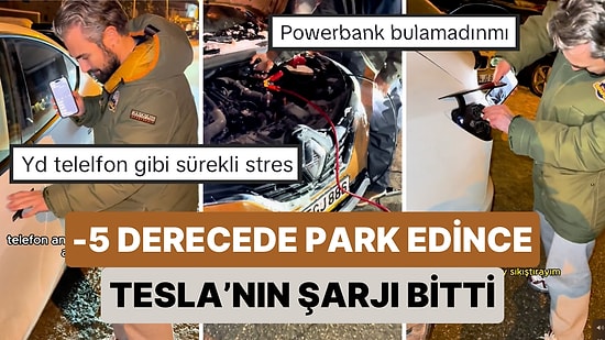 Doğuş Çabakçor -5 Derece Havada Park Ettiği Tesla Aracının Şarjı Tamamen Bitince Yaşadığı Zor Anları Paylaştı