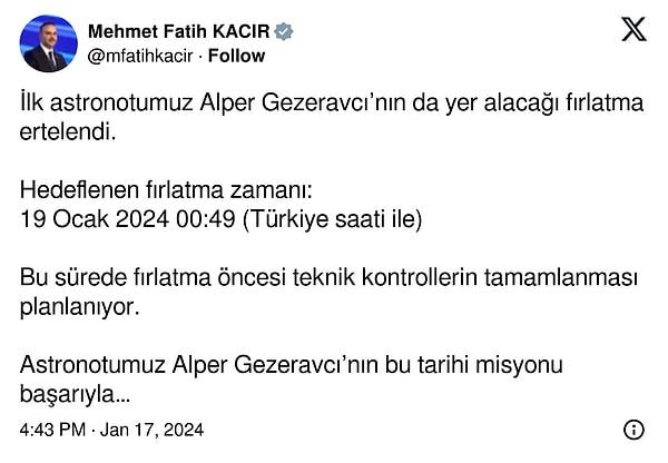 İşte,  Sanayi ve Teknoloji Bakanı Mehmet Fatih Kacır'ın açıklaması
