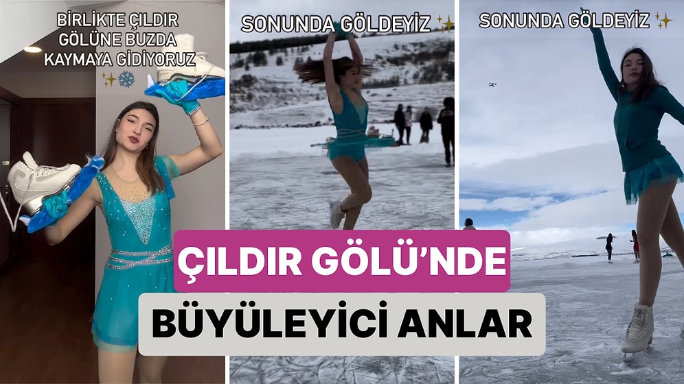 Artistik Buz Pateni Sporcusu Kumsal Belin'in Çıldır Gölü'nde Sergilediği Harika Gösteri