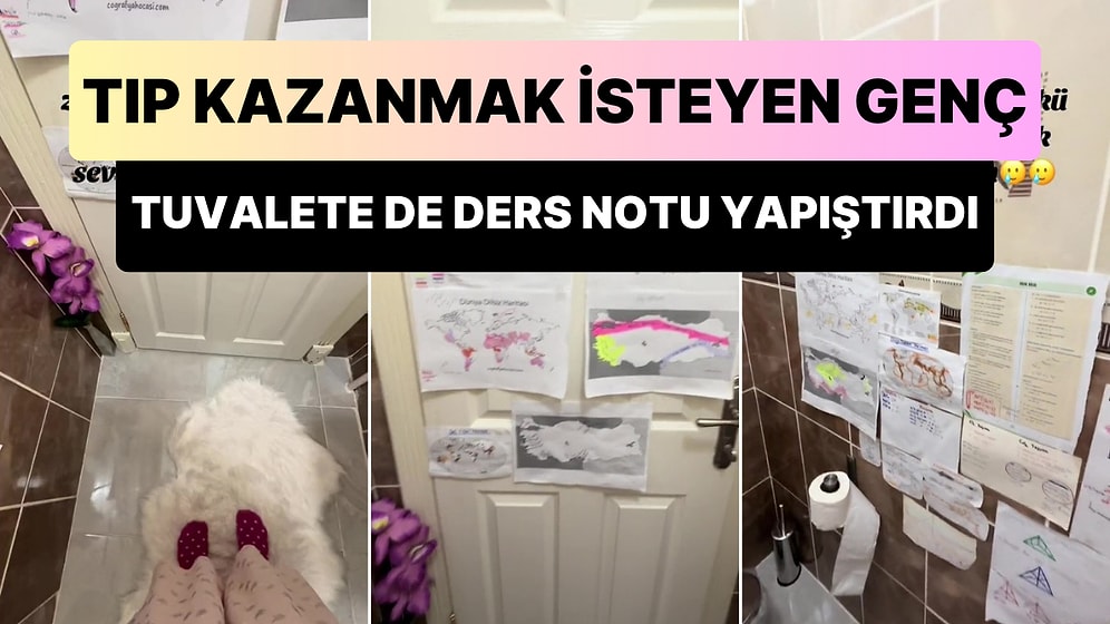 Tıp Fakültesini Kazanmak İsteyen Genç, Tuvalette de Ders Çalışabilmek İçin Kapı ve Duvarlara Not Yapıştırdı
