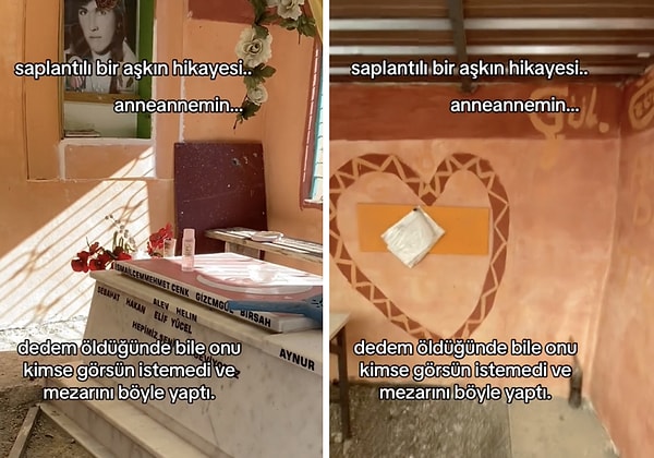 'remysstory' isimli TikTok kullanıcı, anneannesine takıntılı bir şekilde aşık olan dedesinin yaptırdığı mezarı paylaştı.