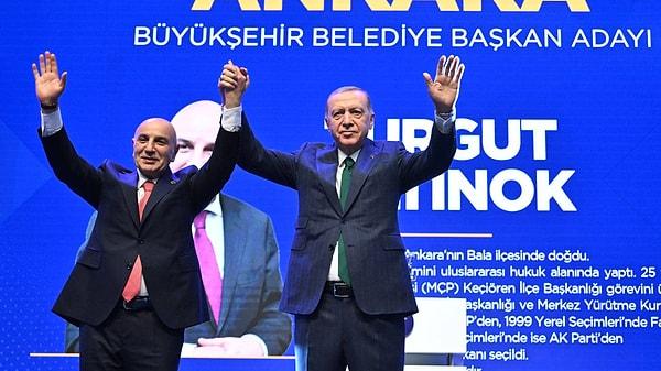Cumhurbaşkanı Recep Tayyip Erdoğan, bugün ATO Congresium'da düzenlenen aday tanıtım toplantısında, Cumhur İttifakı'nın Ankara Büyükşehir Belediye Başkan adayını Turgut Altınok olarak açıklamıştı.