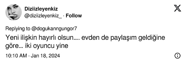 Güngör'ün paylaşımına takipçilerinden birçok yorum geldi ve Aslı Bekiroğlu'nun evinde onun köpeğiyle yapılan paylaşım ilişkiye yoruldu.