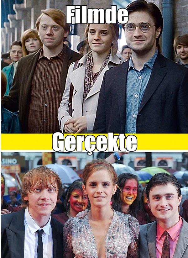 4. Daniel Radcliffe gerçekte beraber rol aldığı Emma Watson ve Rupert Grint'den çok daha kısa olsa da, boyu onu başarılı olmaktan hiçbir zaman engellememiş gibi duruyor.