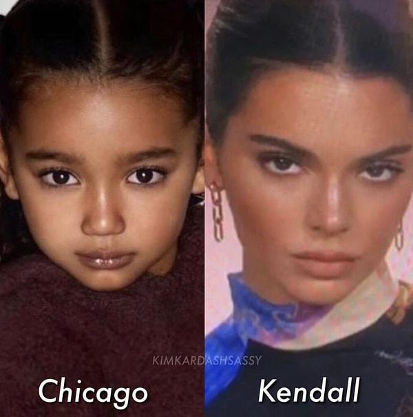 Güzelliğini kimden aldığı tartışma konusu olan Chicago West, Kendall Jenner'a benzetildi. İkilinin fotoğrafları yan yana getirilince yüz hatlarının benzerliği gözler önüne serildi.