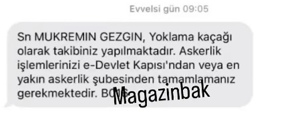 Mükremin'in geçtiğimiz günlerde asker kaçağı olduğu ortaya çıkmış, kendisine gelen mesajı takipçileriyle paylaşmıştı.