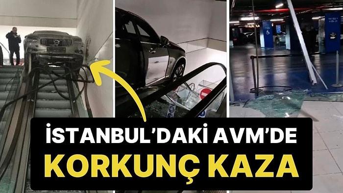 İstanbul’da Korkunç Kaza: AVM Otoparkında Kontrolden Çıkan Araç AVM’ye Daldı!