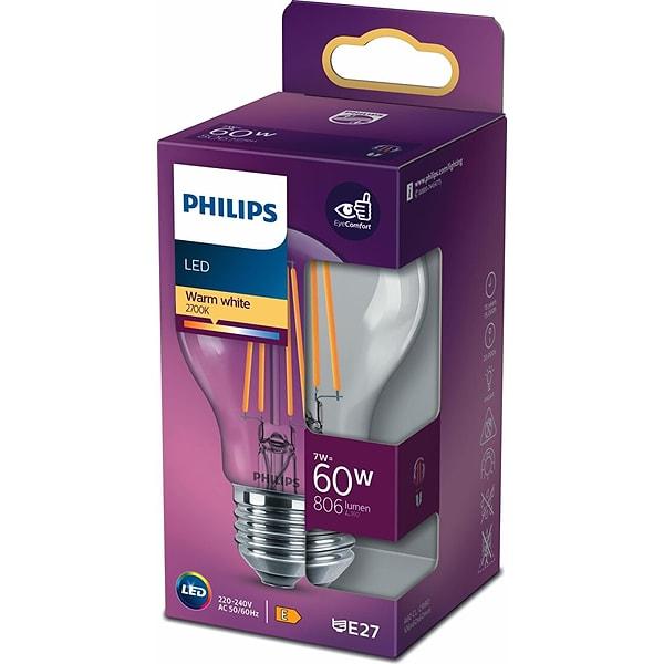 12. Philips Filament 60W Ampul Sarı Işık 2700K
