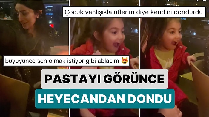 Doğum Günü Kutlanan Kızın Pastasına Bir Çocuk Kızdan Daha Fazla Heyecanlanınca Pastayı Birlikte Üflediler