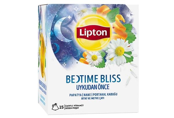 11. Lipton'un özel olarak tasarladığı Uykudan Önce Bardak Poşet Bitki Çayı Bedtime Bliss, uykuya geçişi kolaylaştıran bitki ve meyve karışımı.
