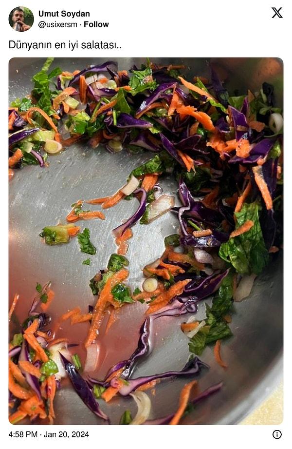 Geçtiğimiz gün bir kişi kış salatası olarak da bilinen havuçlu salatayı öven bir tweet paylaştı.