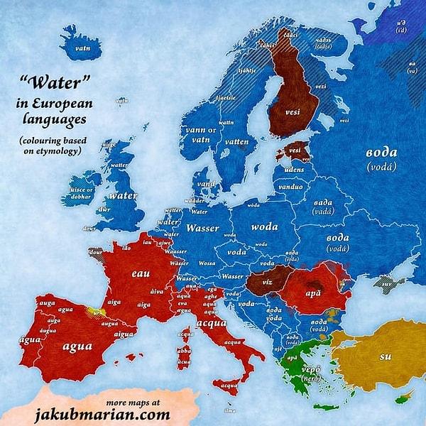 9. Avrupa ülkeleri nasıl 'su' diyorlar.