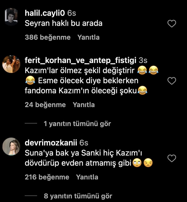 Fragmana gelen yorumları da şöyle iliştirelim...