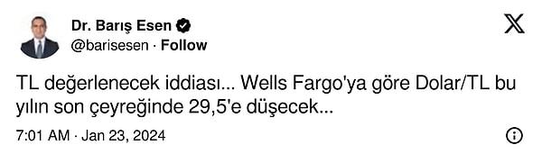Sosyal medyada uzmanlar Wells Fargo'nun tahminlerini yorumladı.