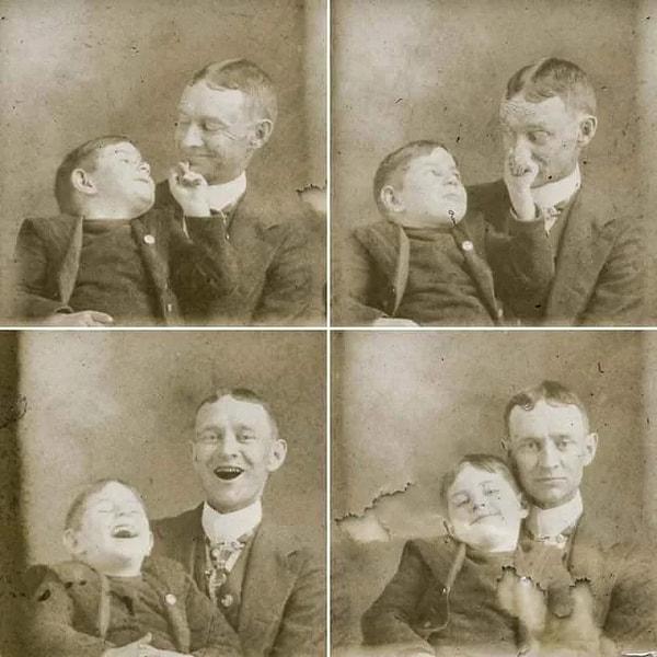 1. 1910'da çekilmiş bir baba ile çocuğu arasında geçen tatlı etkileşim.