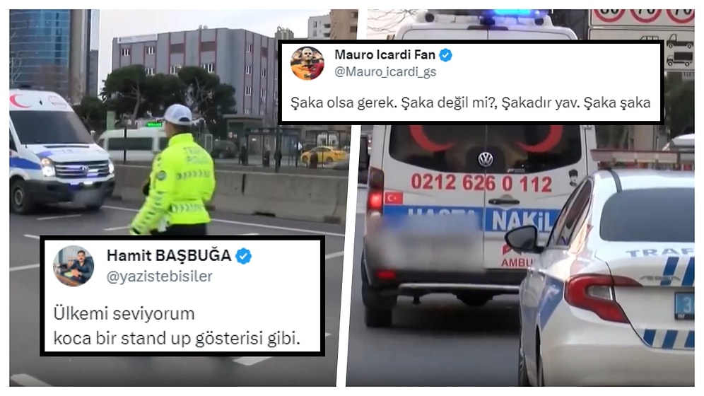 Çakarları Açık Olan Ambulansı Çeviren Polis Ekipleri, İçerisinde Hasta Olmadığını Görünce Ceza Yazdı