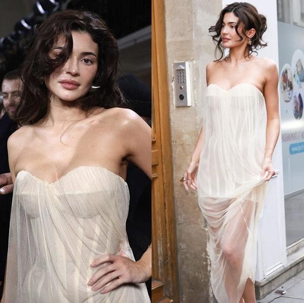 Paris'te bir moda şovuna katılan isim beyaz elbisesi ve farklı tasarımdaki elbisesi ile göz kamaştırdı.