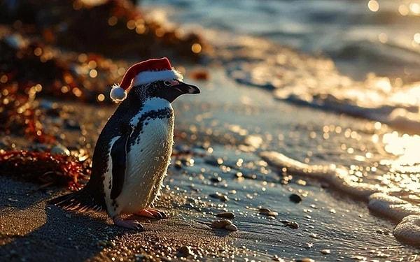 "A penguin that hasn't lost the Christmas spirit. ❤️"