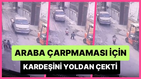 Araba Çarpmaması İçin Kardeşini İtekleyerek Yoldan Çeken Ufaklığın Gözlerden Kalpler Fışkırtan Anları