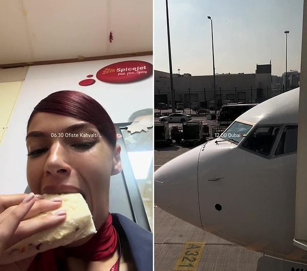 Dubai aktarmalı Hindistan'a uçan kadının 12 saaatten fazla süren mesaisine ait 'Hostes olarak bir gün' paylaşımı viral oldu.