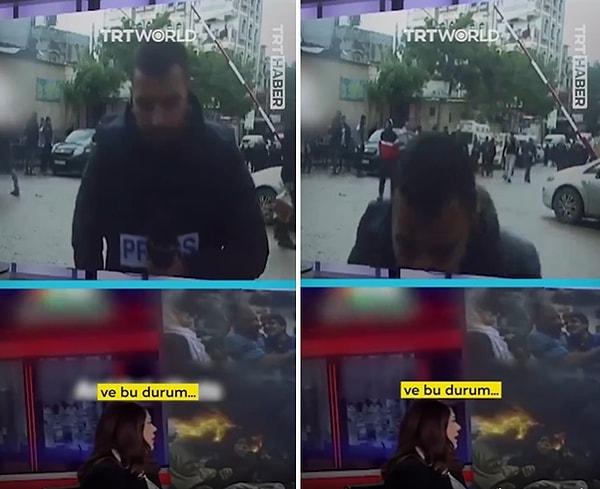 Filistin TV muhabiri Amr Al Dahoudi de canlı yayın yaptığı sırada açlık ve yorgunluk yüzünden bayıldı.