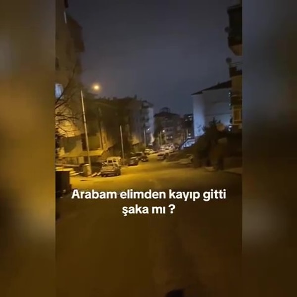 'Arabam elimden kayıp gitti şaka mı?' şeklinde paylaşılan o görüntülerde araç sahibinin de 'Ağlayacağım ya of ya' dediği duyuluyor.