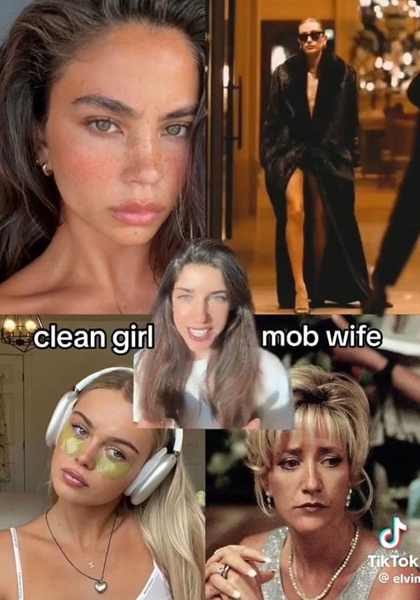 Ancak mafya karısı anlamını taşıyan ‘Mob Wife’ ise Clean Girl’ün aksine özellikle koyu tonlarda yapılan göz makyajlarıyla öne çıkıyor.