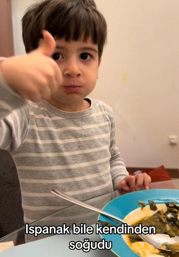 @vildangultekin adlı TikTok kullanıcısı çocuklarıyla ilgili birçok paylaşım yapıyor. Ancak miniklere ıspanak yemeği hazırladığı videosu kısa sürede çokça etkileşim aldı.