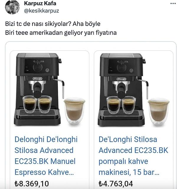 Geçtiğimiz günlerde bir Twitter kullanıcısı bu durumu bir kahve makinesi üzerinden örneklerle gösterdi.