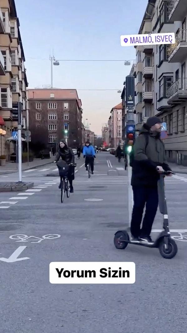İsveç'te bisiklet sürücülerinin hangi yöne gideceklerini gösterdikleri video gündem oldu.