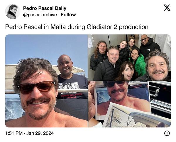 ''Pedro Pascal Gladyatör 2 çekimleri sırasında Malta'da''
