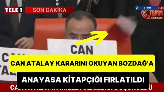 Can Atalay’ın Kararını Okuyan Adalet Eski Bakanı Bekir Bozdağ'a Anayasa Kitapçığı Fırlatıldı