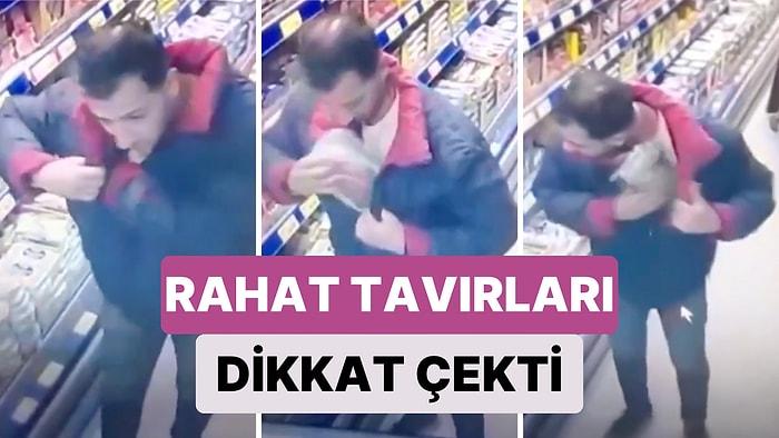 İstanbul'da Hırsızlık Yapan Bir Adam Pastırma ve Kavurma Çaldıktan Sonra Rahat Bir Şekilde Marketten Uzaklaştı