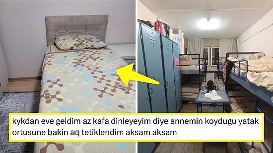 Yuva Hissi İçin Okuldan Evine Giden Öğrencinin Annesinden Gelen KYK Nevresimi Şoku Herkesi Güldürdü