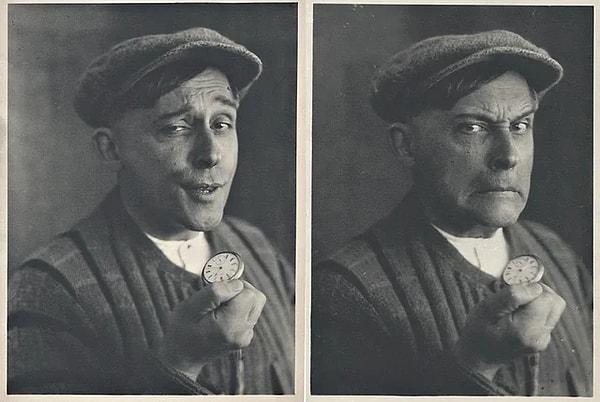 10. "Utangaç haydut, tehlikeli haydut" Polonyalı ressam, fotoğrafçı ve oyun yazarı Stanisław Ignacy Witkiewicz'nin  oto portresi. Stanisław fotoğrafta iki farklı kişiliği canlandırıyor. (1931)