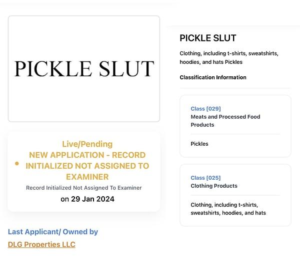 Şarkıcı "Pickle Sl*t" isimli yeni bir ticari marka için başvuruda bulundu. Giyim üzerine olacağı düşünülen şarkıcının yeni markası hayranlarını şaşırttı.