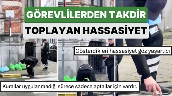 Belçika'da Yanlış Park Eden Araca Doğru Bir Şekilde Ceza Yazabilmek İçin Ölçüm Yapan Görevliler Gündem Oldu