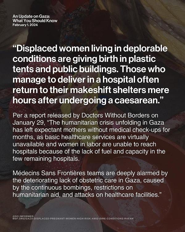 Gazzeli kadınlar, plastik çadırlarda ve kamu binalarında doğum yapıyor; sezaryenle doğuranlar ise birkaç saat sonra barınaklarına dönüyor.