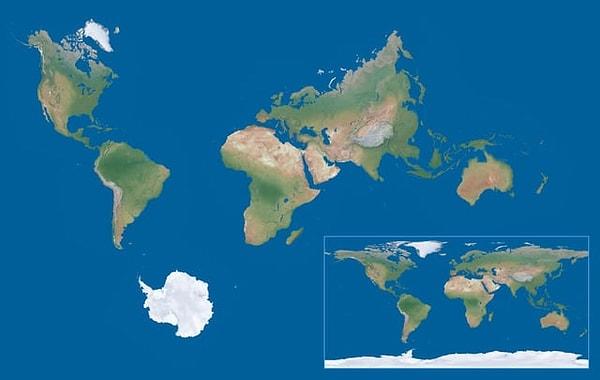 14. Gerçekliğe yakın oranlanmış Dünya haritası.