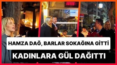 AK Parti İzmir Büyükşehir Belediye Başkanı Adayı Hamza Dağ, Barlar Sokağına Gidip Gül Dağıttı