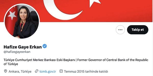Erkan, sosyal medya hesabını "Türkiye Cumhuriyet Merkez Bankası Eski Başkanı" olarak güncelledi.