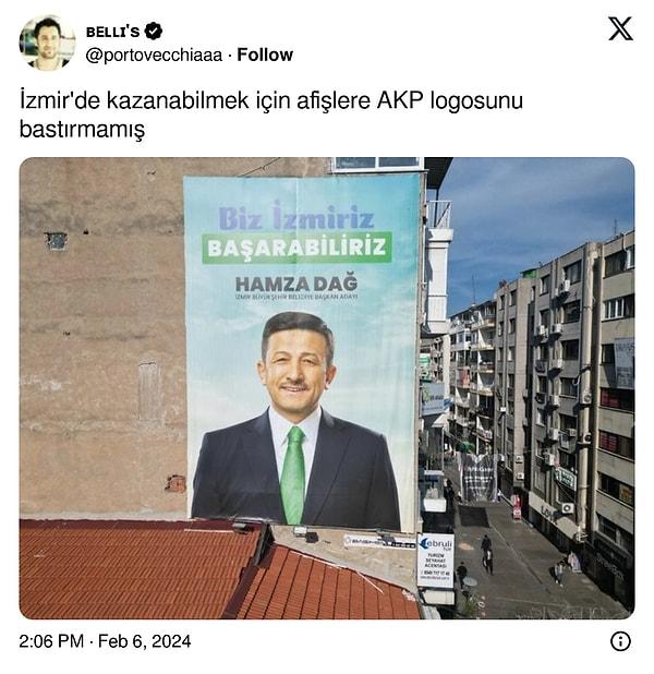 Yerel seçim, adaylar ve anketlere dair tartışmalar devam ederken AK Parti adayı Hamza Dağ'ın seçim çalışmalarında parti logosu ve ismini neredeyse hiç kullanmaması dikkatlerden kaçmadı.
