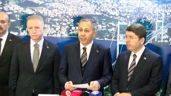 İçişleri Bakanı Ali Yerlikaya, Çağlayan Adliyesi'ne düzenlenen silahlı saldırıya ilişkin yeni açıklamalarda bulundu. Konuşmasında terörle mücadele vurgusunda bulunan Yerlikaya, 25 adrese düzenlenen operasyonlarda 40 kişinin gözaltına alındığını söyledi.