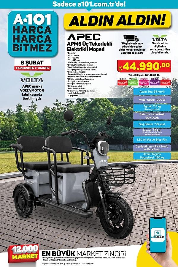 Apec APM5 Üç Tekerlekli Elektrikli Moped 44.990 TL