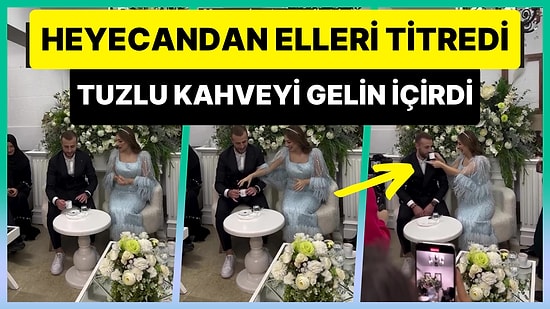 Kız İsteme Merasiminde Heyecandan Kahveyi İçemeyen Damada Yardım Eden Gelinin Viral Olan Anları
