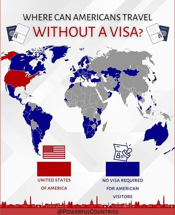 2. Amerikalıların vize olmadan gidebilecekleri ülkeler.